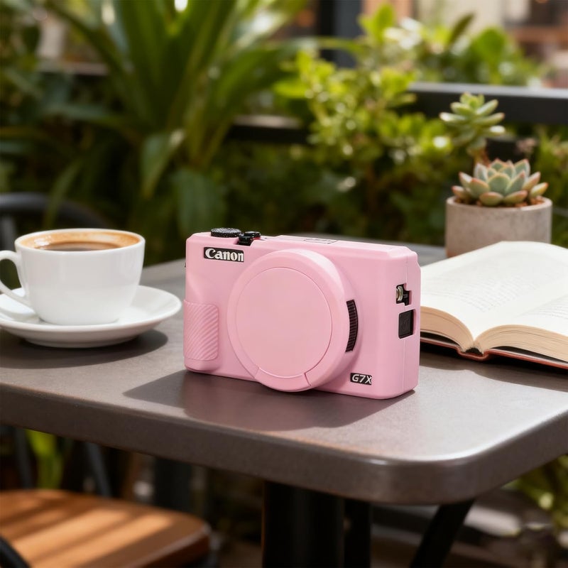 Frevyve Case for Canon G7X Mark III Camera, Soft Silicone Protective Case, Powershot G7X Mark III Sleeve with Removable Lens Cover & Screen Protector Accessories, Slim Fit, Anti-Scratch (Pink) - Image 4